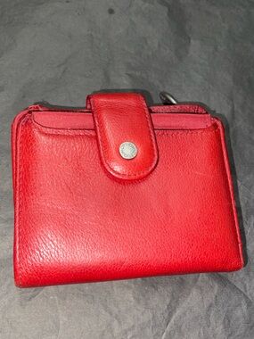 Options Red Genuine Leather Snap Wallet